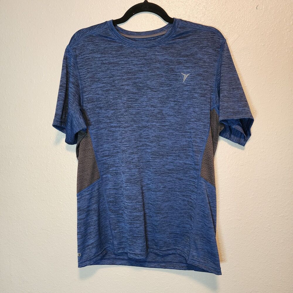 Old Navy Active Go-Dry Mens Shirt Medium Blue Heathered Short Sleeve Athletic